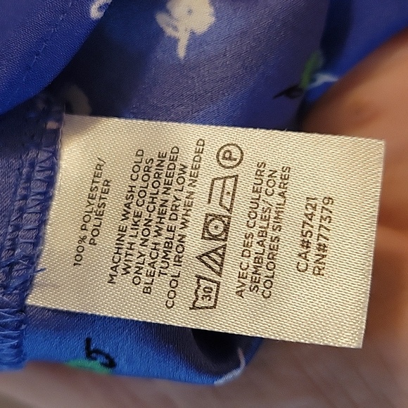 Ann Taylor Blue Print Short Sleeve Drapey Sleeves Women's Top Small - Picture 4 of 6